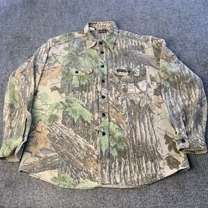 Vintage Rattlers Brand Camo Button Up Shirt Mens XL Realtree Chamois Flannel USA